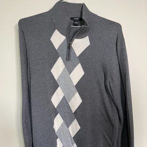 Alfani Men's Quarter-Zip Sweater | Color: Gray w/ White Accents | Size: M